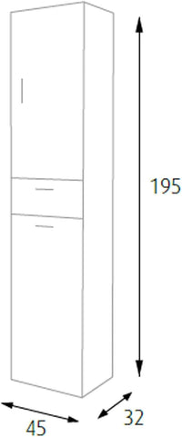 A1505108 - Armadio 1 anta + cassetti + porta biancheria rovere