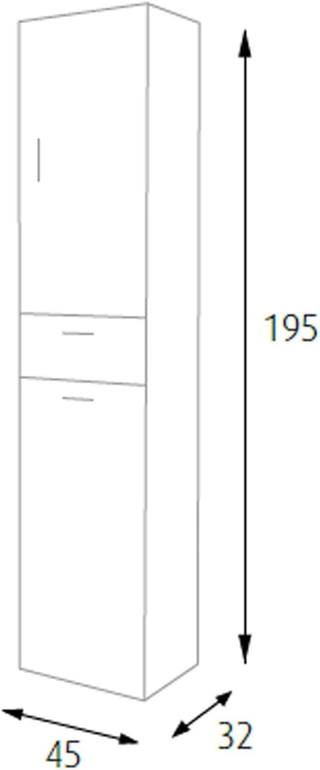 A1505008 - Armadio 1 anta + cassetti + porta biancheria bianco