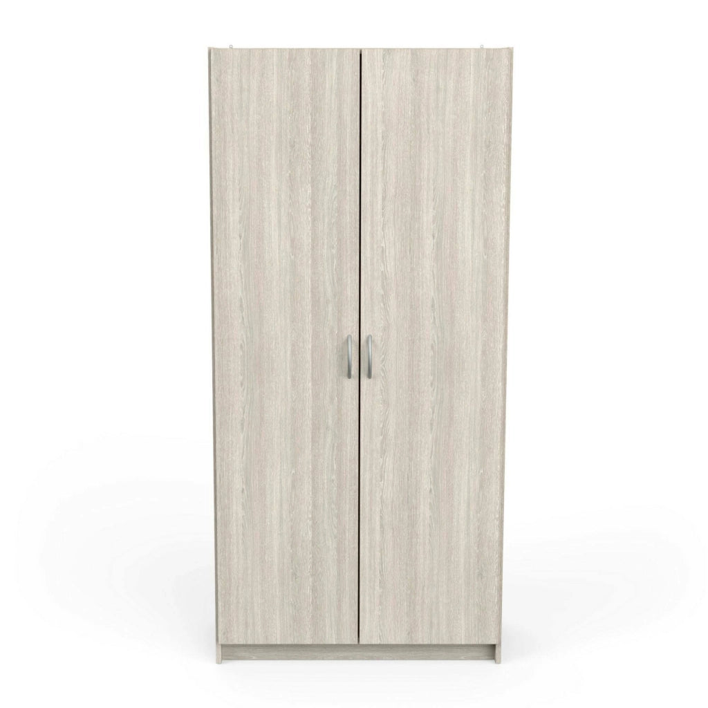Armadio multiuso 2 ante Zadok, Mobile multifunzionale, Mobiletto scarpiera, Guardaroba porta scarpe, 80x41 h170 cm, Rovere