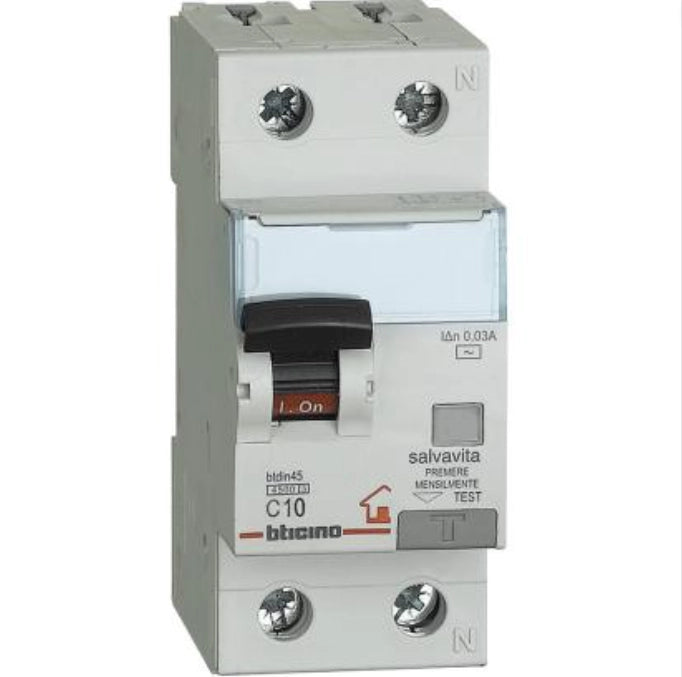 Bticino interruttore magnetotermico differenziale 1 polo + neutro btdin gc8813ac *** ampere 10 ampere, confezione 1