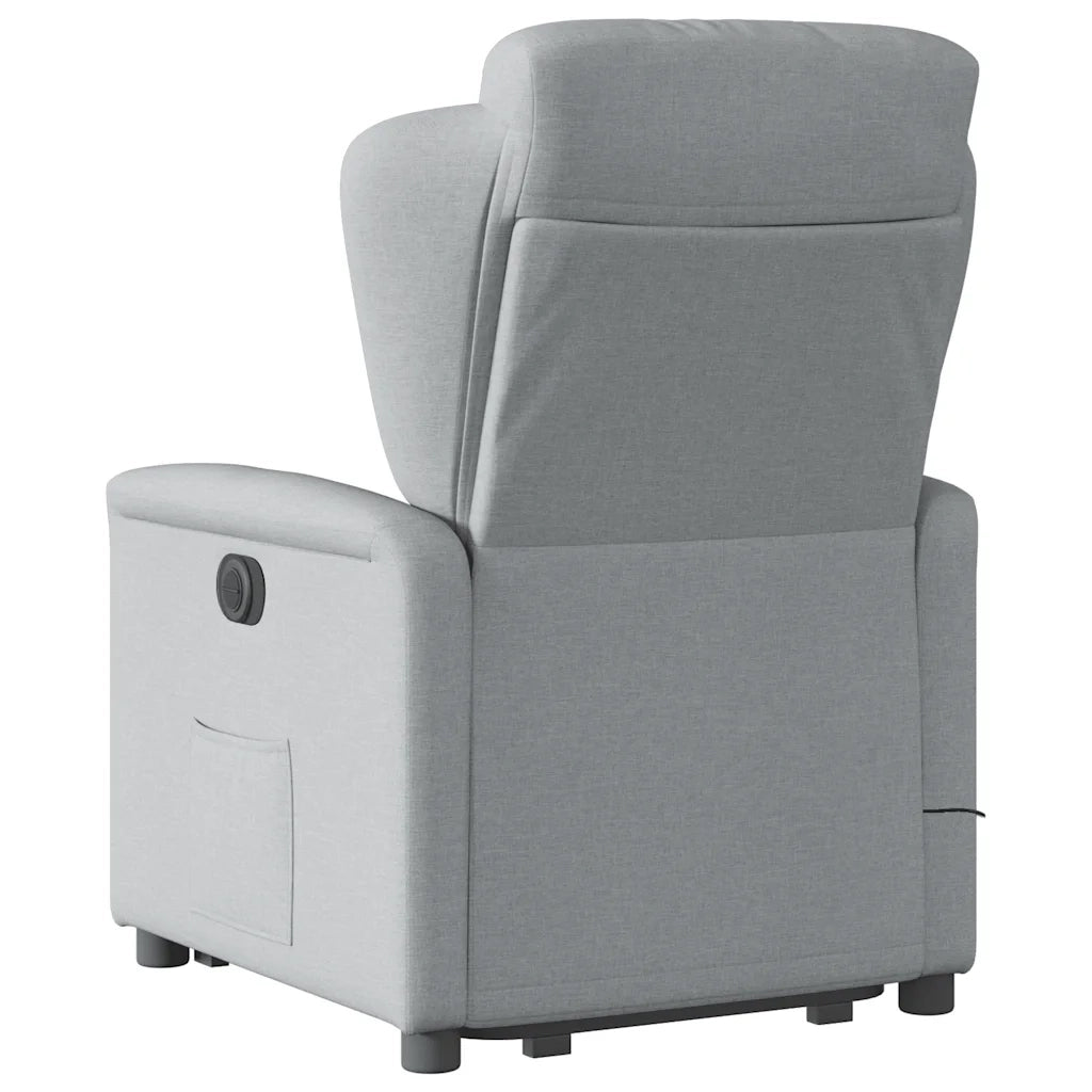 Poltrona Alzapersona Massaggi Reclinabile Grigio Chiaro Tessuto 3303144