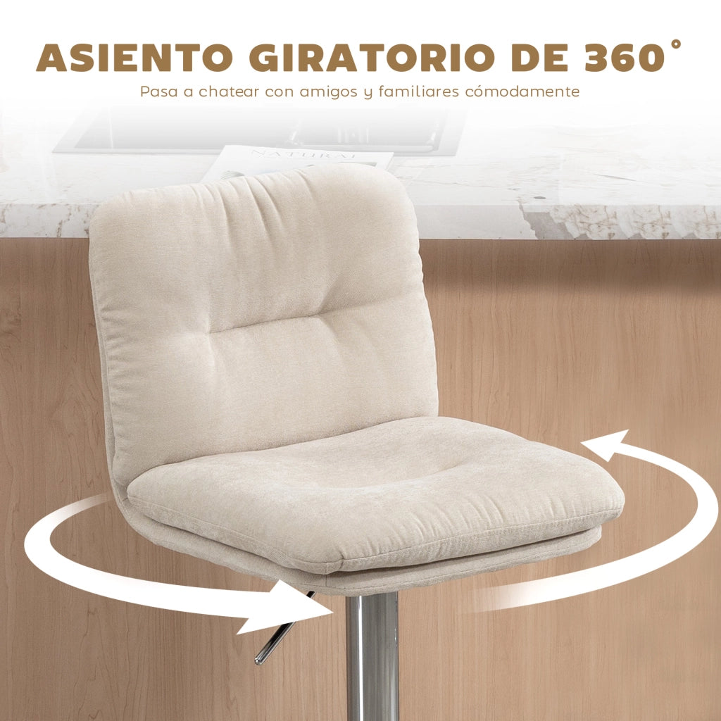 Sgabelli da Cucina con Schienale e Poggiapiedi Regolabili ¨C Zephmum ¨C Beige