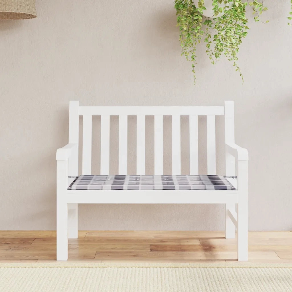Cuscino per Panca a Quadri Grigi 120x50x4 cm Tessuto Oxford