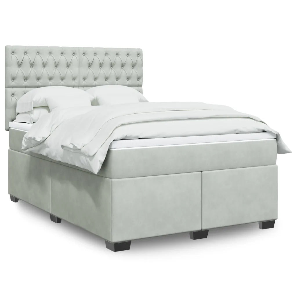 vidaXL Giroletto a Molle con Materasso Grigio Chiaro 140x190cm Velluto