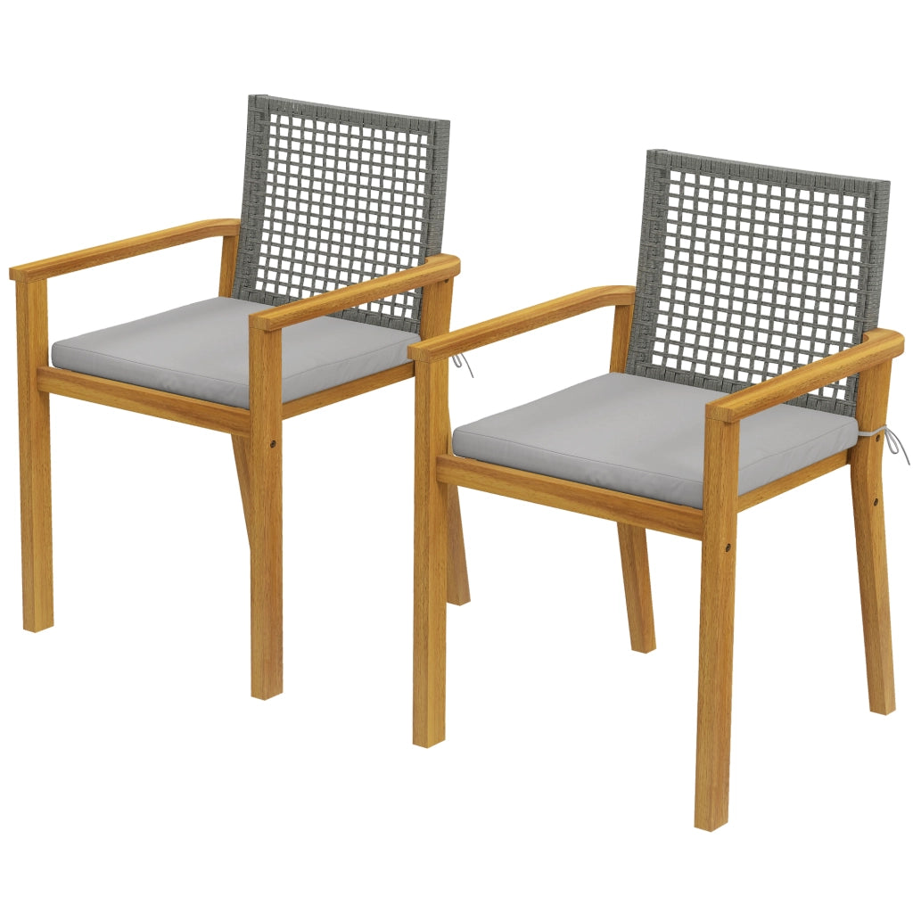 Sedia da pranzo da giardino in legno impilabile con cuscini ¨C zephmum ¨C natural 59x55x86