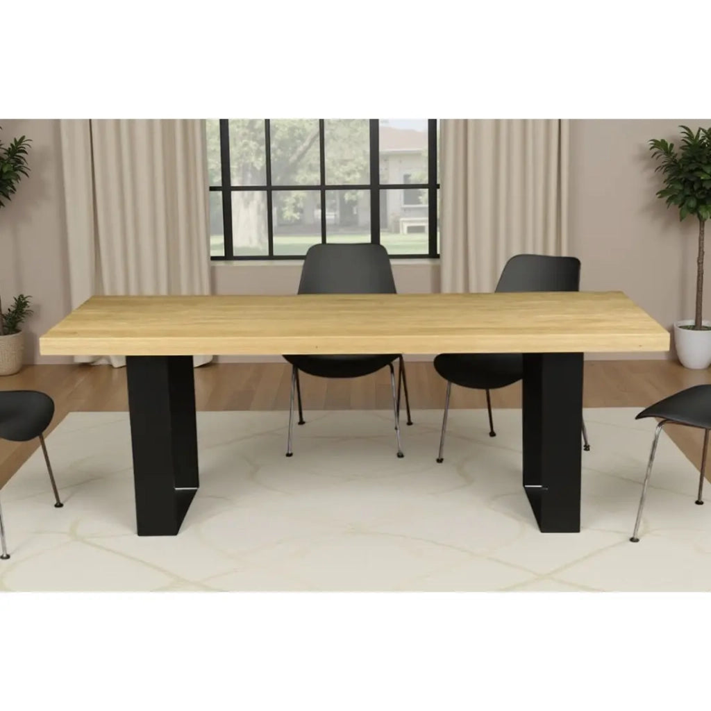Tavolo da pranzo AZMA – Impiallacciatura di quercia e metallo – 210 cm – Stile moderno