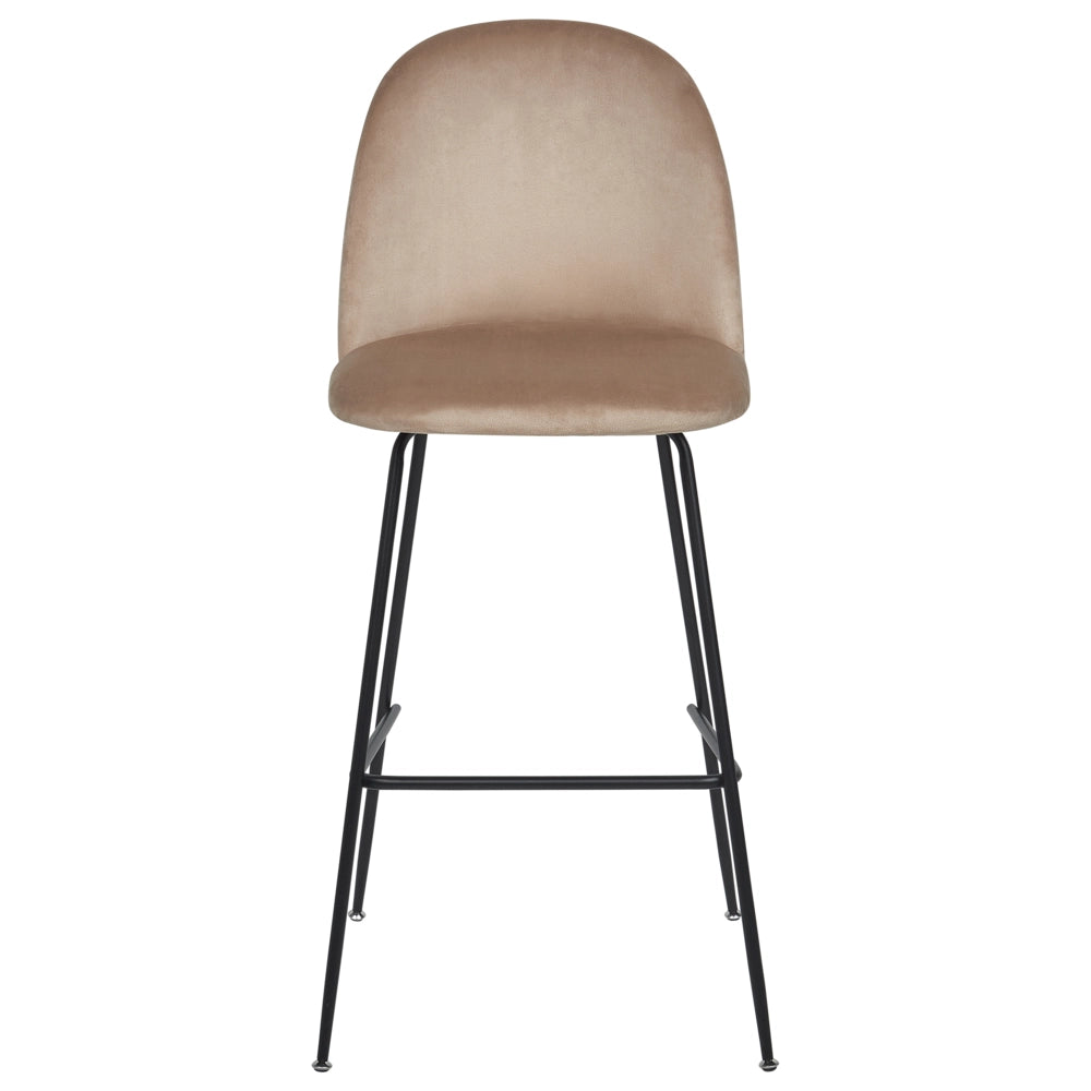Set di 2 sedie da bar Tappezzeria in velluto beige Taupe Telaio in acciaio nero Seduta ad altezza banco Mobili da sala da pranzo Glam Design