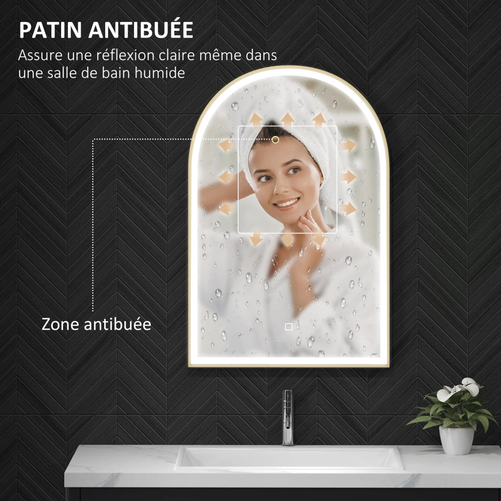 Specchio da bagno LED 90x60cm ¨C Xylo ¨C con antiappannamento e interruttore tattile, cornice in alluminio