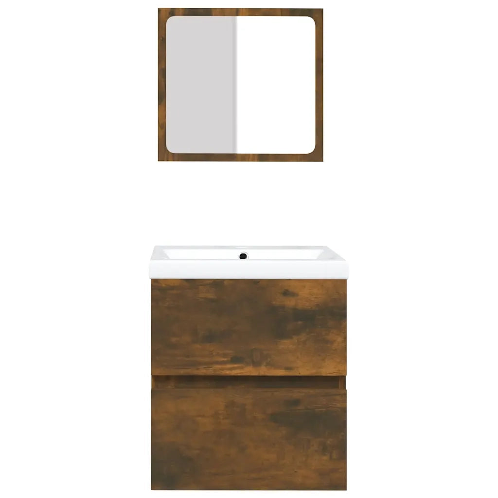 Mobile da Bagno con Lavabo e Specchio Rovere Fumo cod mxl 62908