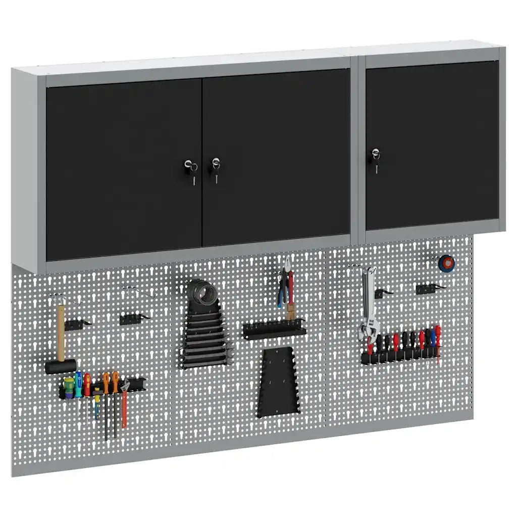 Set di armadi per attrezzi con lo scaffale 5 pcs Nero 3321400