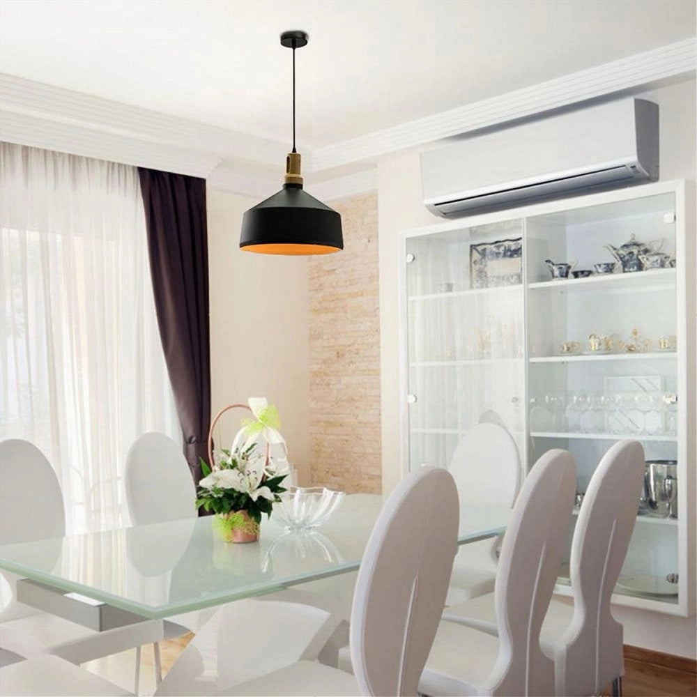 Trade Shop - Lampadario A Sospensione Stile Industriale In Metallo Pendente A Coppa E27 A93 - Nero