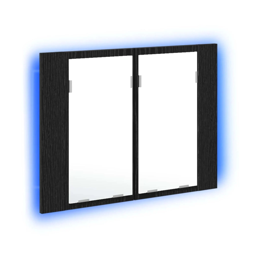 Mobiletto per specchio da bagno-Armadietto a Specchio da Bagno Rovere Nero 60 x 12 x 45 cm