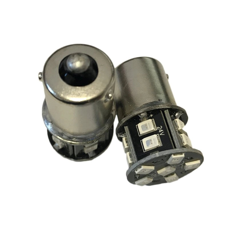 24V Lampada LED BAU15S R5W PY21W Arancione 16 SMD 2835 Piedi Storti Frecce No Polarità 360° Durata Garantita
