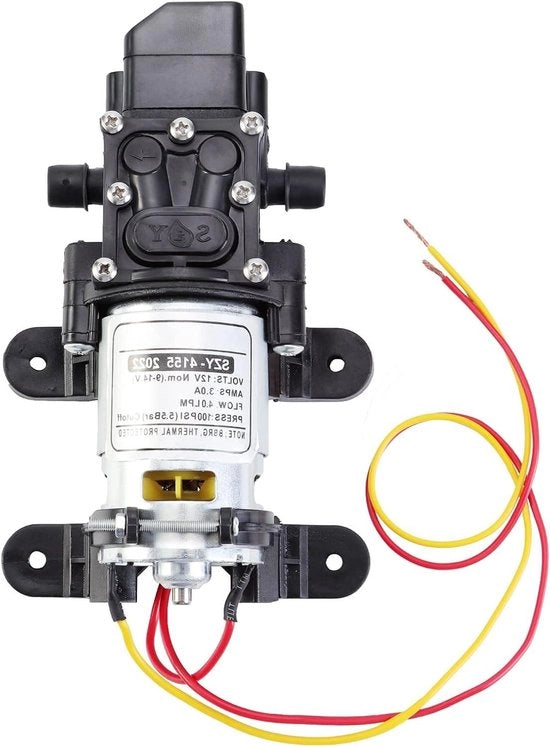 Pompa d'acqua elettrica 12 V con alta pressione, autoaspirante elettrica con valvola di pressione 100 psi, 4 l/min.