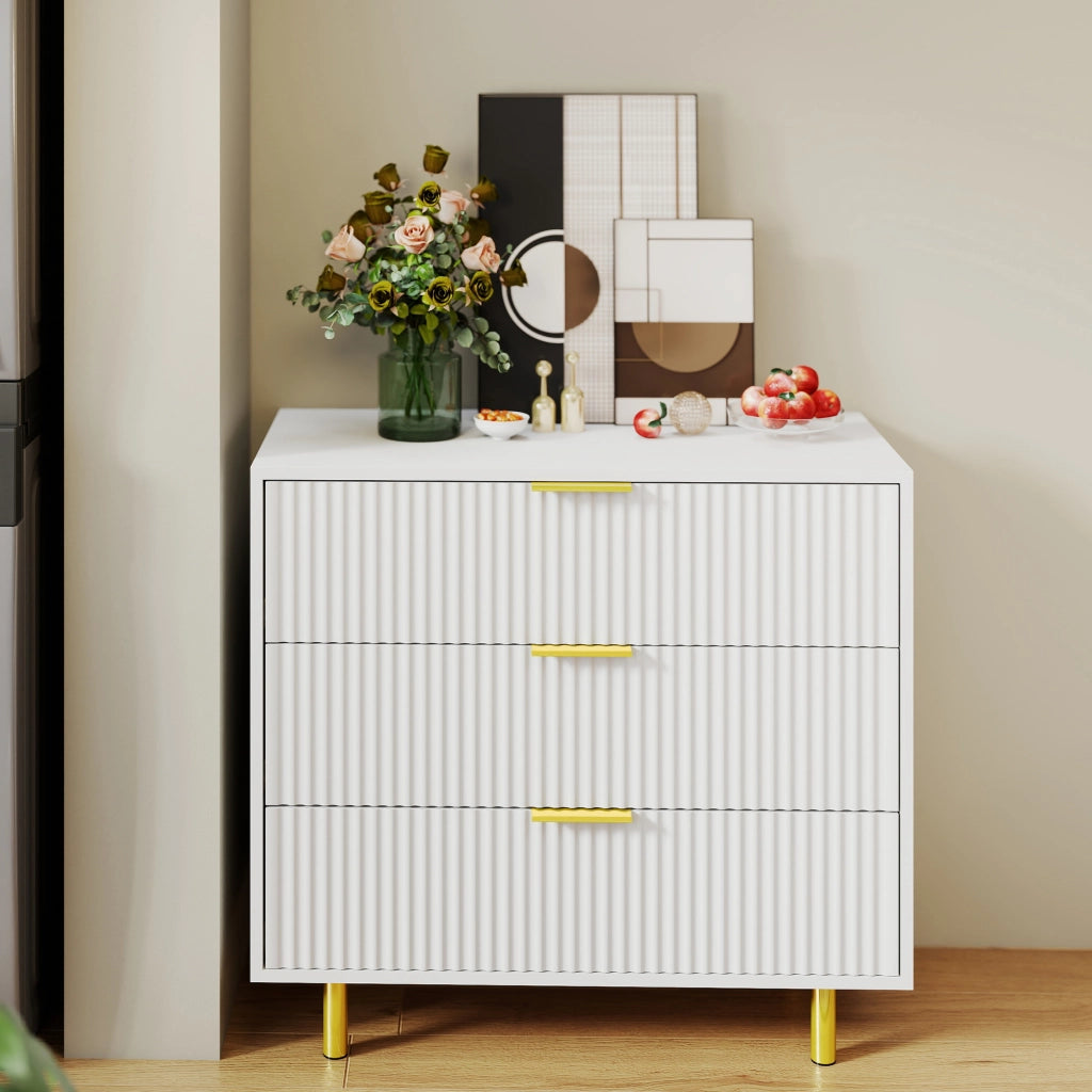 Cassettiera con 3 cassetti - per soggiorno e camera da letto - in MDF - 80x40x72 cm - bianco