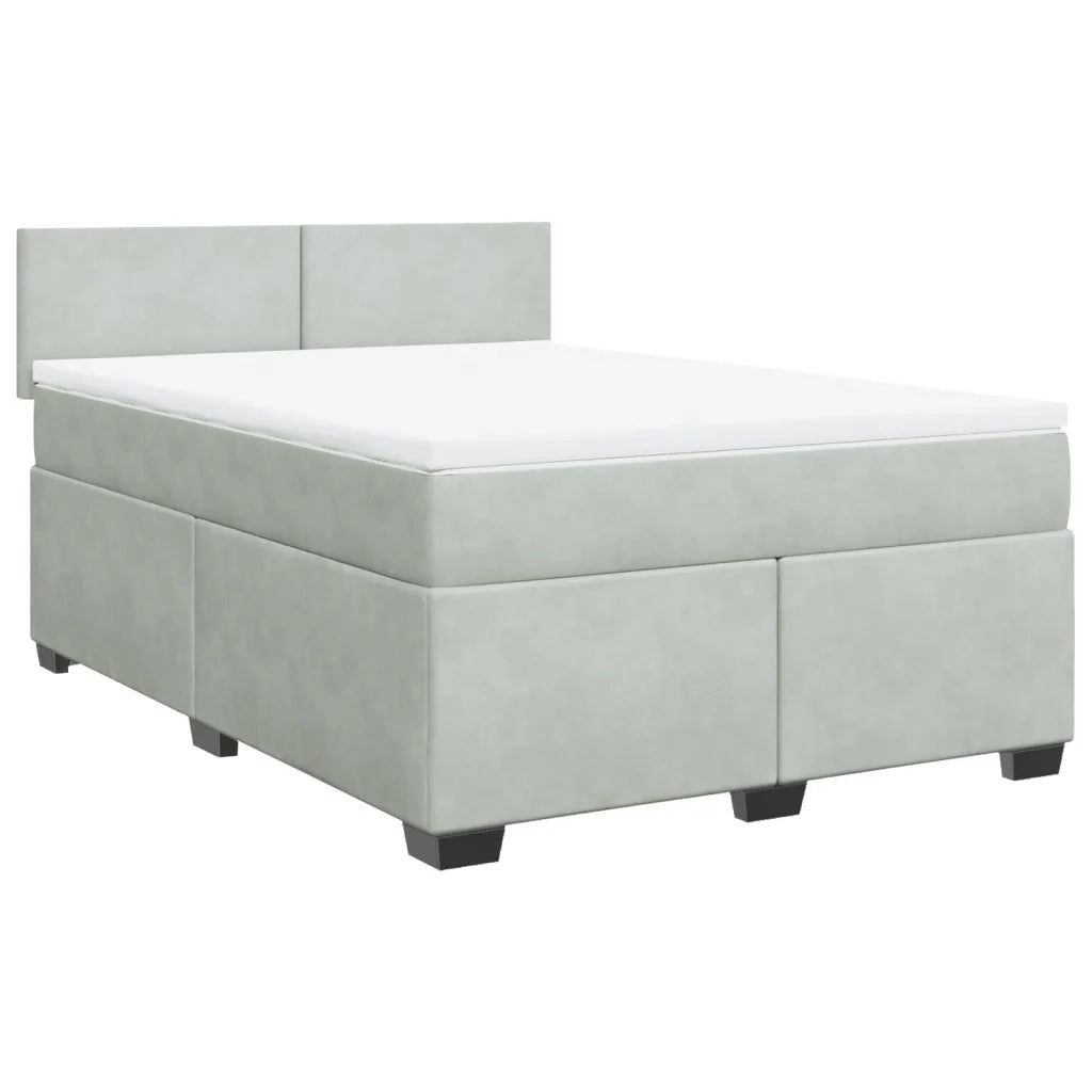 Giroletto a Molle con Materasso Grigio Chiaro 140x200cm Velluto