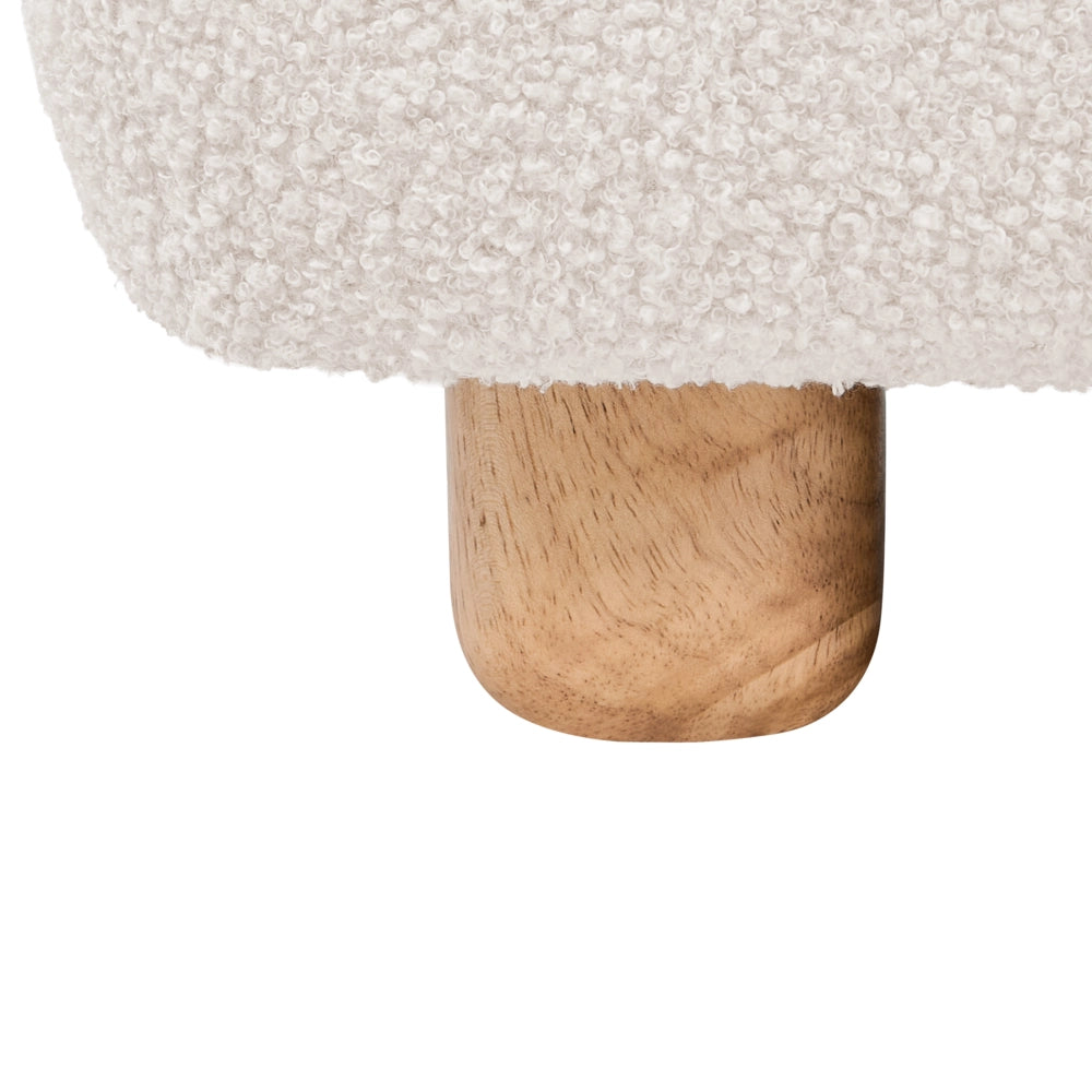 Modulo divano angolare Boucle a destra, 1 posto, in legno bianco sporco, con gambe in legno, moderno, monoposto