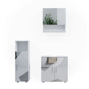 Vicco Set mobili bagno Bianco lucido con inserti 3 parti