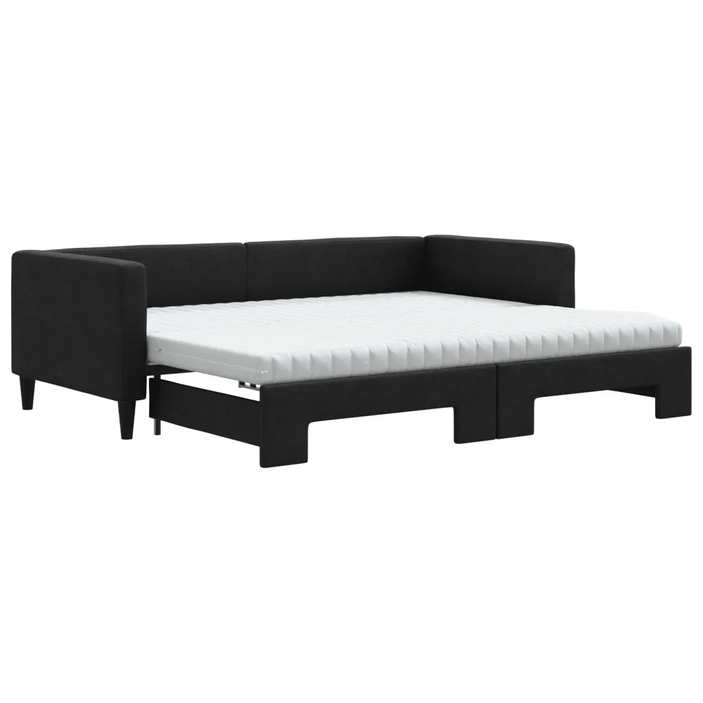 Divano Letto Estraibile con Materassi Nero 90x200 cm in Tessuto 3196598