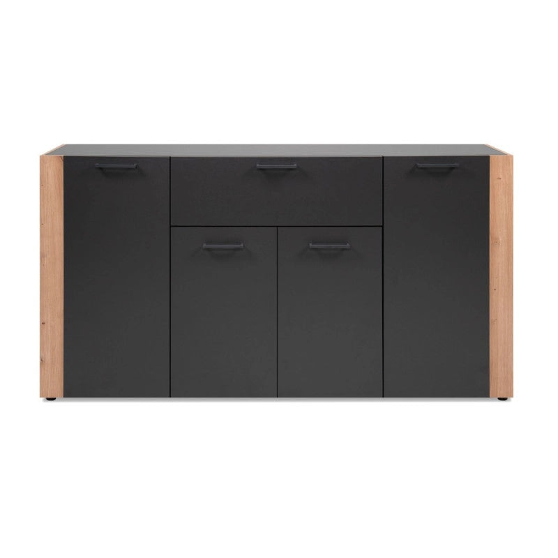 Madia Cento 51A con 4 ante e 1 cassetto colore antracite e laterali legno rovere artisan