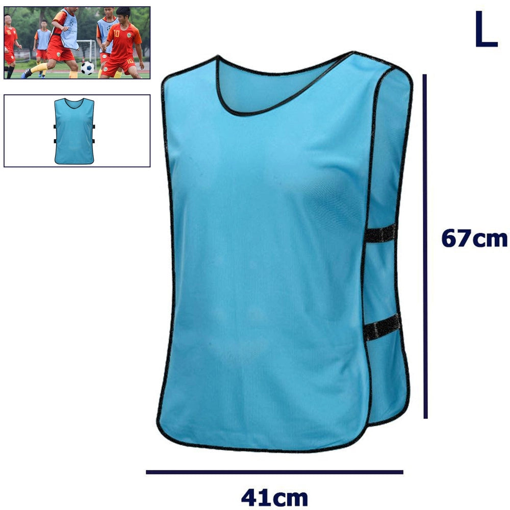 Trade Shop - Pettorina Da Allenamento Gilet Casacca Sportiva Scuola Calcio Sport Basket Color - Azzurro   L
