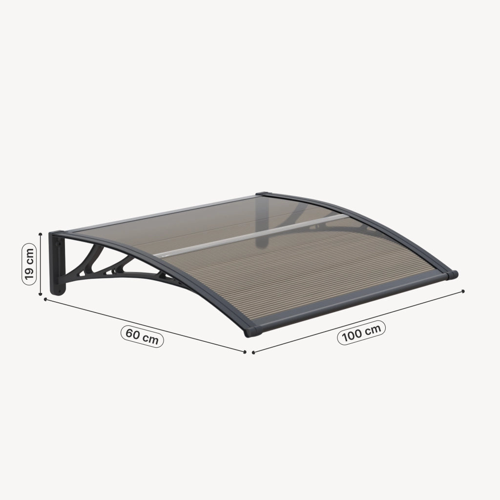 Pensilina per Ingresso Mellerud in Policarbonato 100 x 60 cm Marrone / Nero [en.casa]