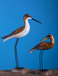 Set 2 Statuette Airone in Legno H 31 cm