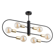 Plafoniera loft in metallo nero-oro 6xE27 15W Alfa SIGNA