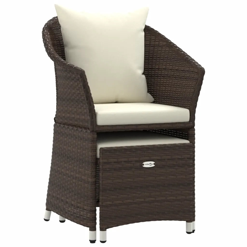 Set Divani da Giardino 2 pz con Cuscini in Polyrattan Marrone 319683
