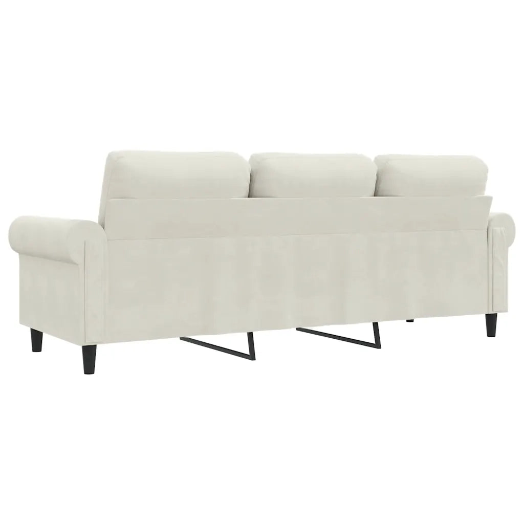 Divano a 3 Posti-Sofa 3 Posti Crema 180 cm in Velluto 650134