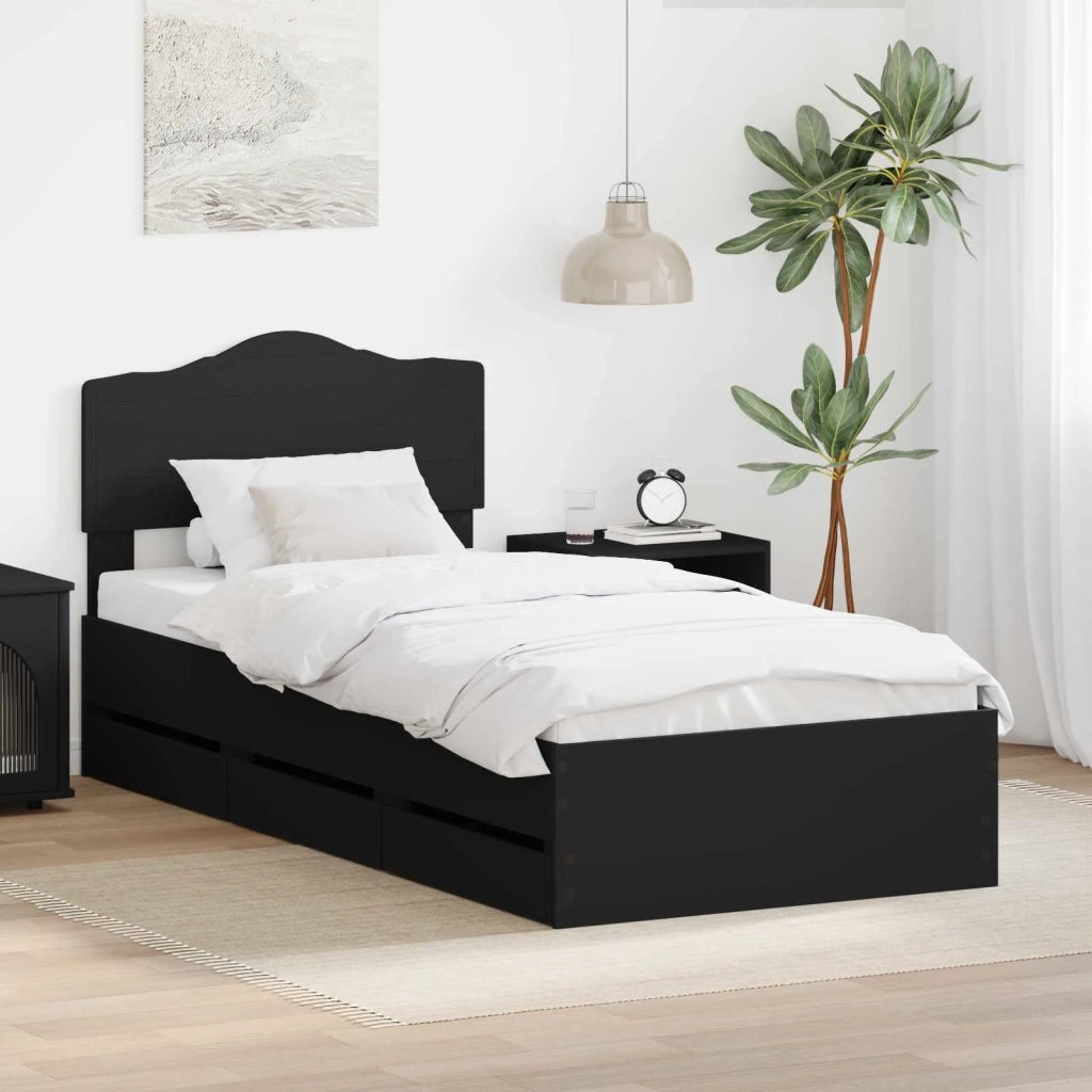 Struttura del letto Nero 100 x 200 cm Legno Ingegnerizzato