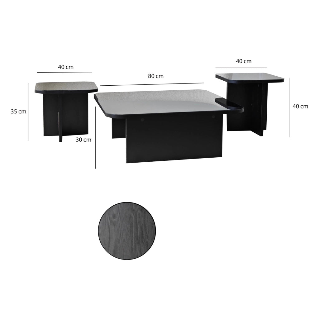 Pagliara, Tavolino da Salotto Effetto Lucido, 80x80x30h cm Nero