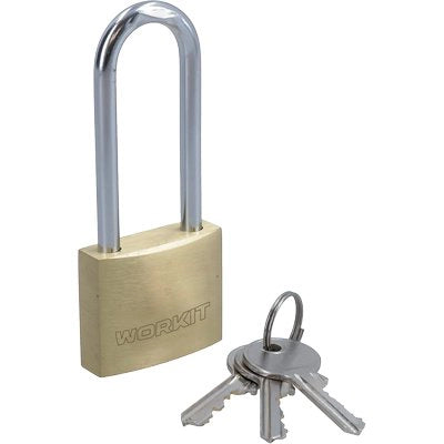 LUCCHETTO ARCO LUNGO WORKIT - OTTONE ARCO CROMATO CHIAVI 3 MM 50X61- 6 pezzi