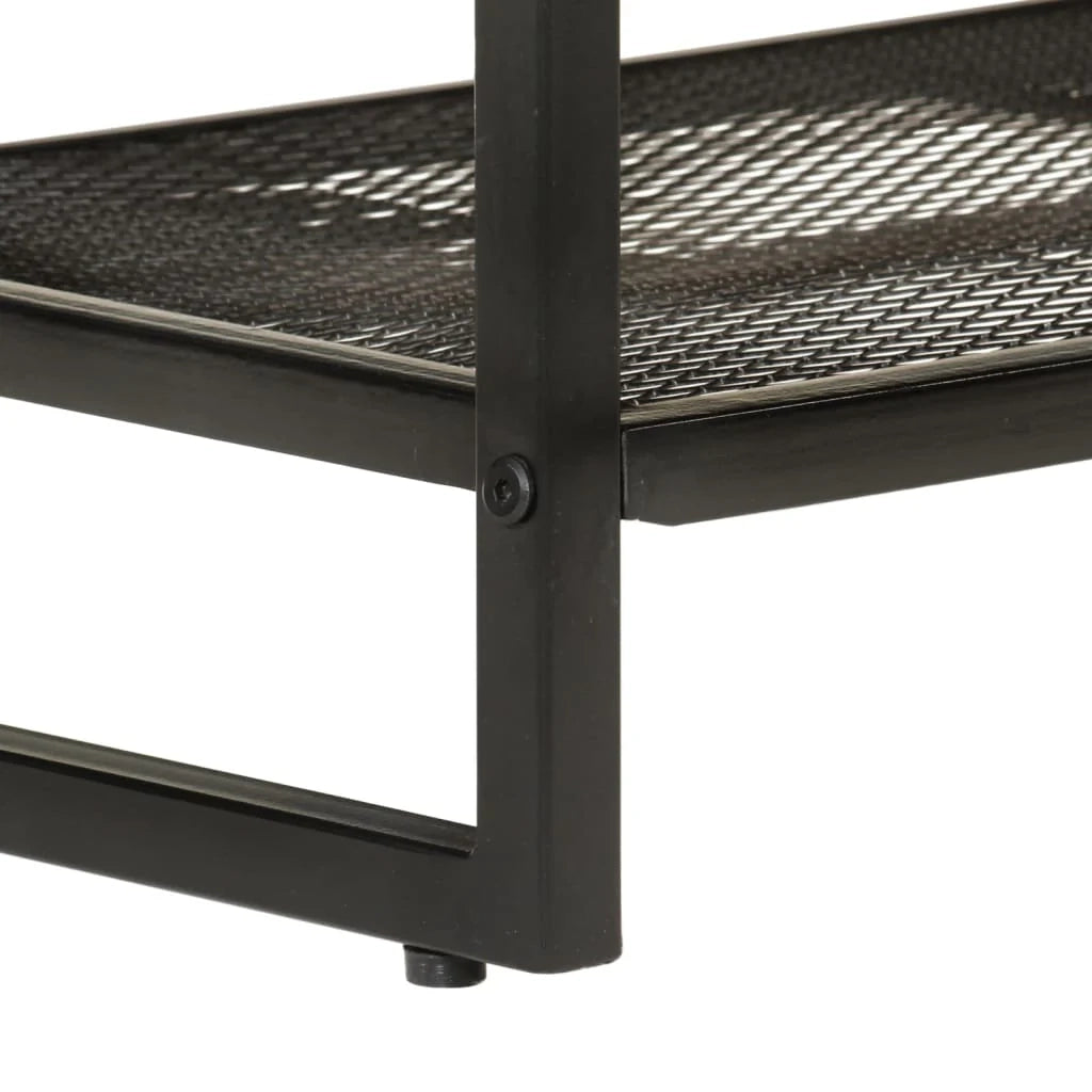 Panca portascarpe/stivali cassettiera scaffale mobiletto portaoggetti per ingresso 110 x 35 x 45 cm legno massello di acacia e ferro marrone 02_0022859