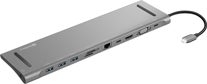 ORIGINAL Sandberg Accessori per computer aluminium 136-31 Dockingstation Sandberg USB-C 10-in-1 Docking Station