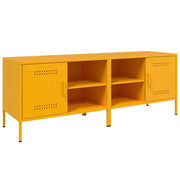 Mobile TV multimediale scaffale TV credenza mobile TV sala da pranzo soggiorno camera da letto 2 pezzi giallo senape 68 x 39 x 50,5 cm acciaio giallo 02_0028635