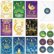 Carte di Auguri per il Ramadan - 18 pezzi - Inclusi Buste e Sticker - Ideali per Regali di Ramadan - Unisex