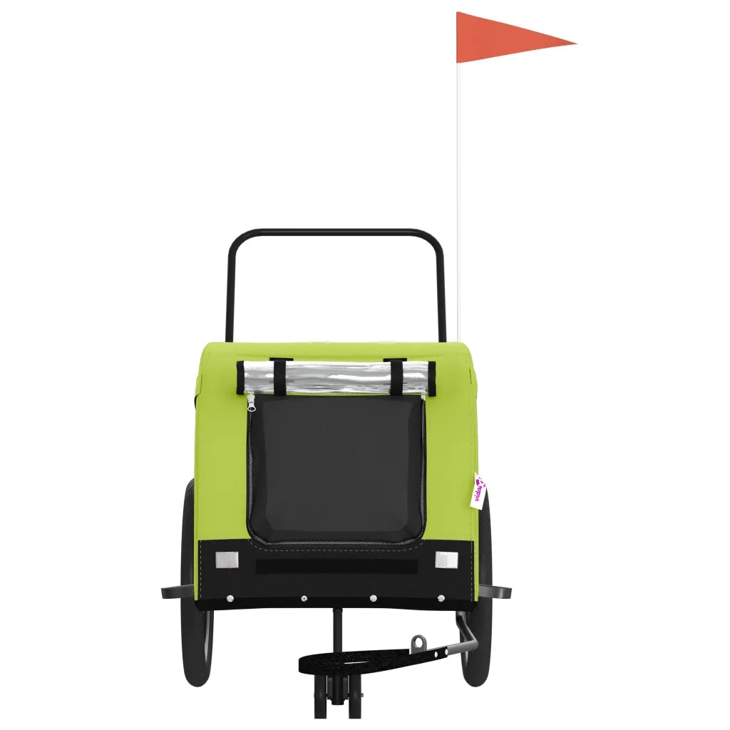 Rimorchio da Bici per Animali Verde e Nero Oxford e Ferro CFW4085039