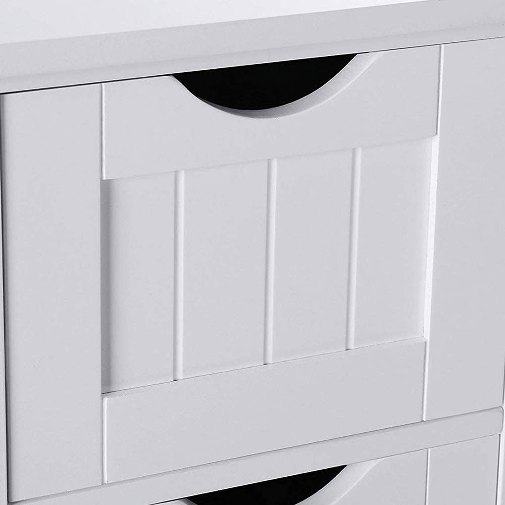 Mobile Bagno 4 Cassetti + Anta Mobiletto Cassettiera Legno MDF Bianco 55x81cm