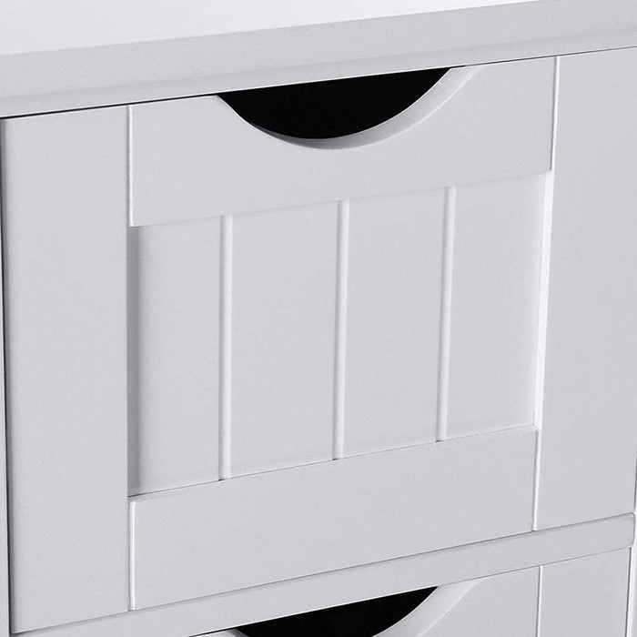 Mobile Bagno 4 Cassetti + Anta Mobiletto Cassettiera Legno MDF Bianco 55x81cm