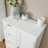 Mobile Bagno 4 Cassetti + Anta Mobiletto Cassettiera Legno MDF Bianco 55x81cm