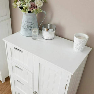 Mobile Bagno 4 Cassetti + Anta Mobiletto Cassettiera Legno MDF Bianco 55x81cm