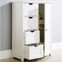 Mobile Bagno 4 Cassetti + Anta Mobiletto Cassettiera Legno MDF Bianco 55x81cm