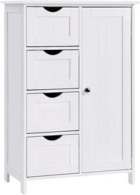 Mobile Bagno 4 Cassetti + Anta Mobiletto Cassettiera Legno MDF Bianco 55x81cm