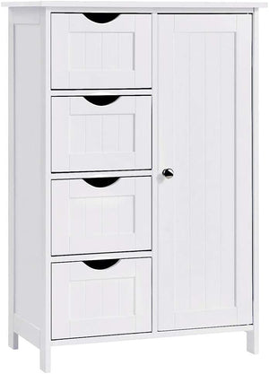 Mobile Bagno 4 Cassetti + Anta Mobiletto Cassettiera Legno MDF Bianco 55x81cm