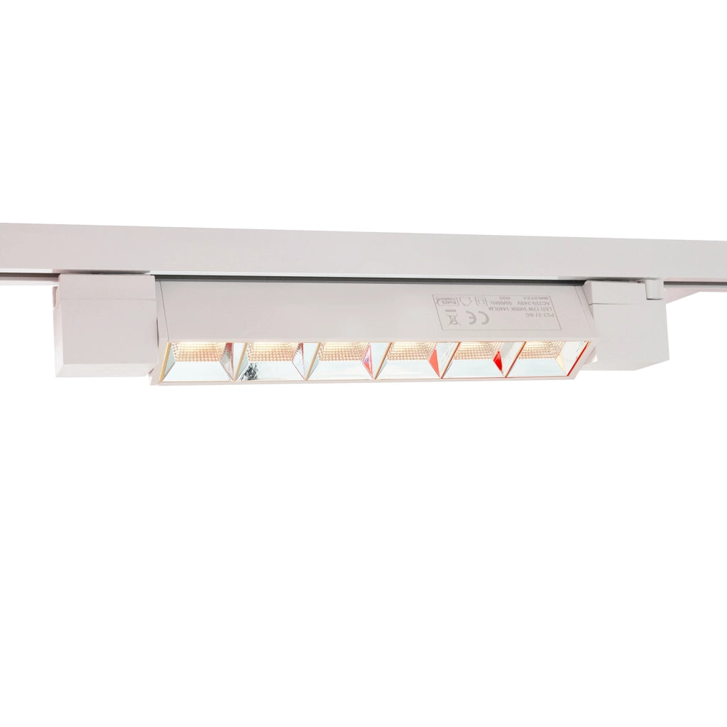 Faretto binario track monofase barra 6 LED 12W resa 144W luce orientabile spot interni negozio 230V BIANCO LUCE 6000K