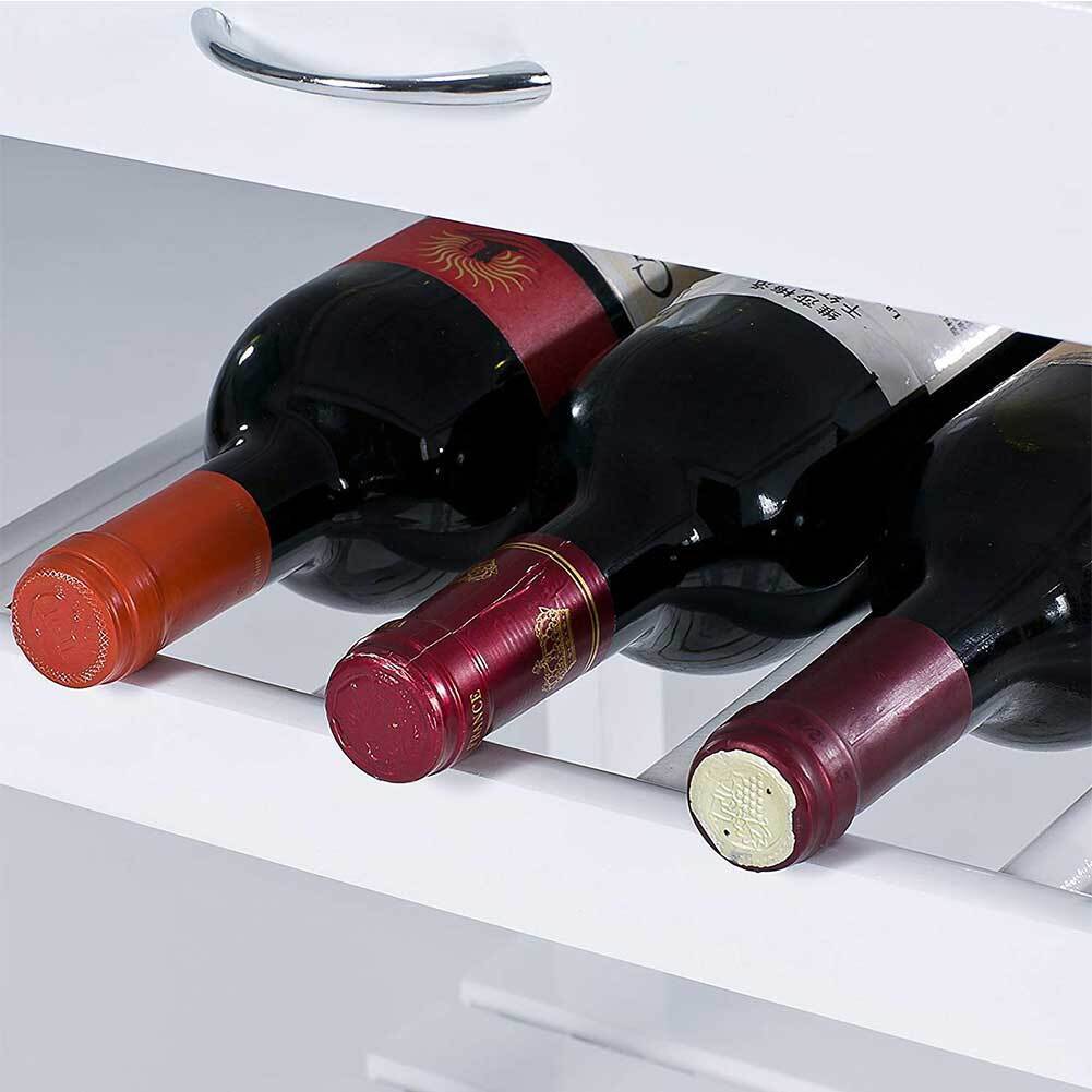 Carrello Cucina Legno 2 Cassetti Portaposate Portabottiglie 5 Scomparti Bianco