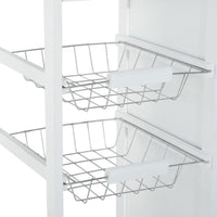 Carrello Cucina Legno con Cassetti Mobiletto Anta 2 Ripiani e Cestelli Acciaio