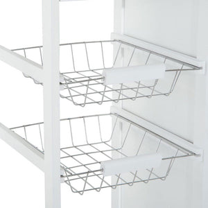 Carrello Cucina Legno con Cassetti Mobiletto Anta 2 Ripiani e Cestelli Acciaio