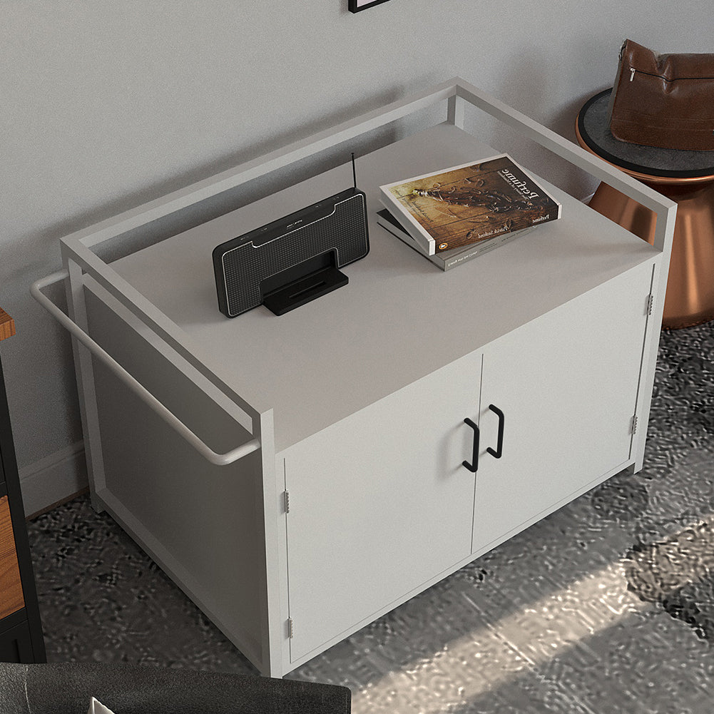 Mobile Lettiera per Gatti Bianco con Ingresso Laterale e Chiusura Magnetica